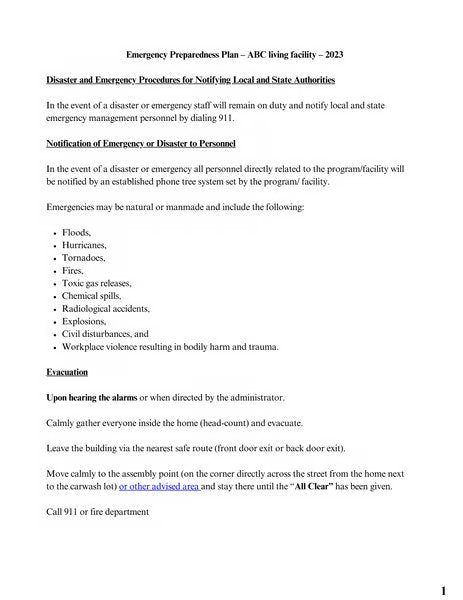 Emergency Preparedness Plan