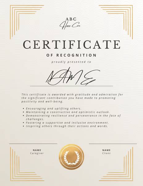 Positivity Recognition Certificate
